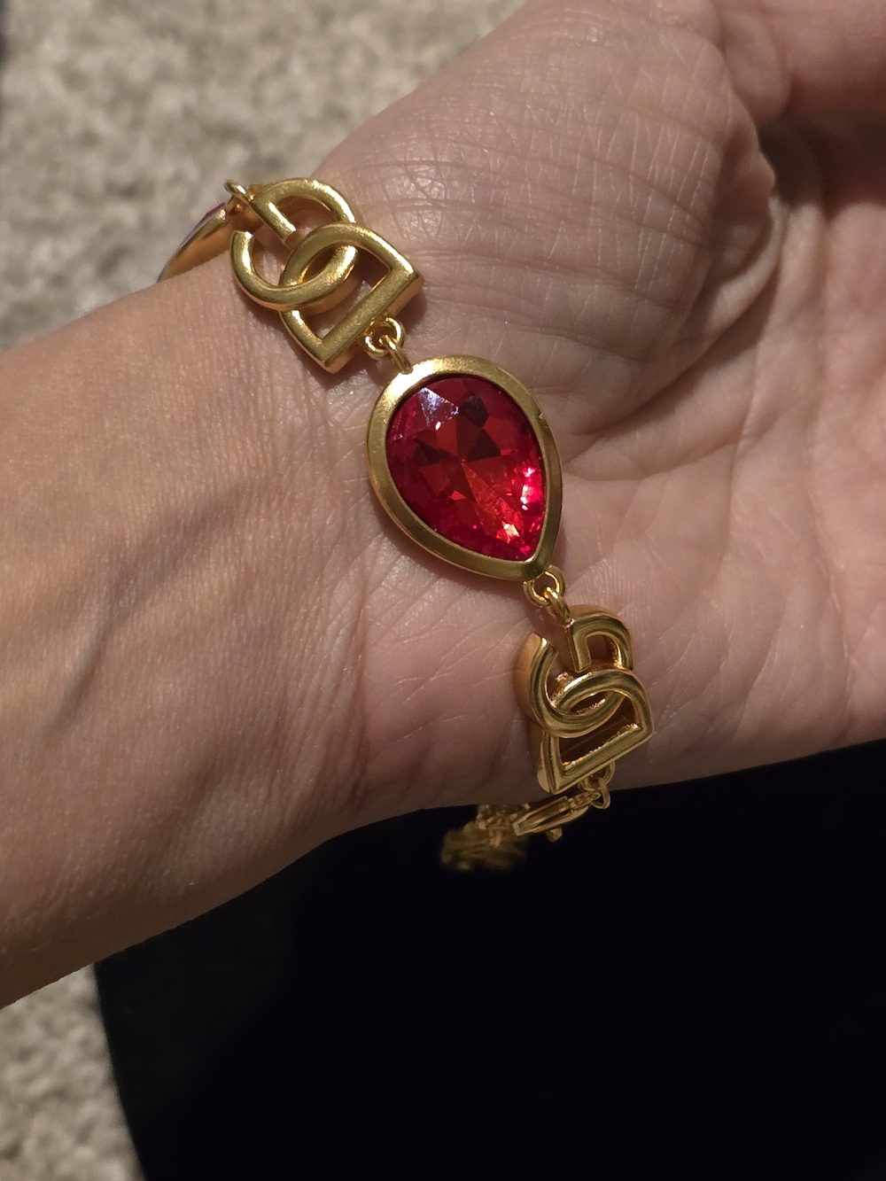 D&G Gold-Tone Bracelet with Red Gemstone Links - Picture 13 of 13